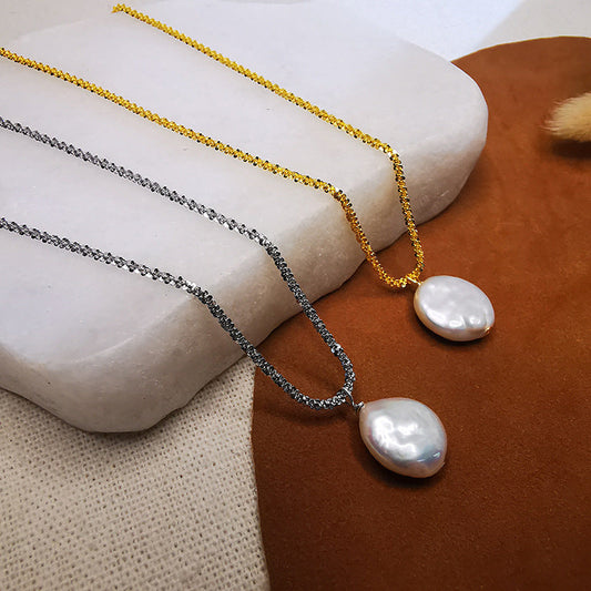 Single Natural Baroque Pearl Sparkling Starry Necklaces