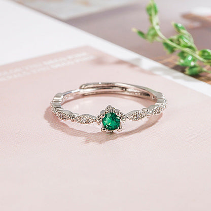 Trendy Retro Grandmother Green Rhinestone Female Rings
