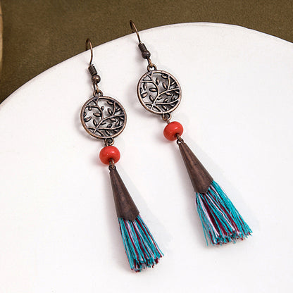Tassel Turquoise Retro Minority Ethnic Style Earrings