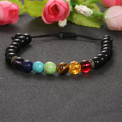 Black Volcanic Rock Handmade Beaded Yoga Bracelets