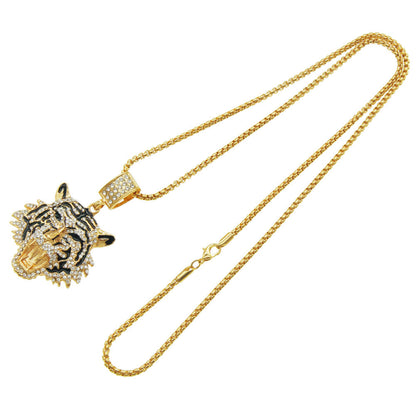 Women's & Men's & Diamond Three-dimensional Tiger Head Pendant Necklaces