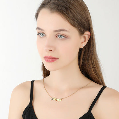 Women's Titanium Steel Ancient English Constellation Simple Necklaces