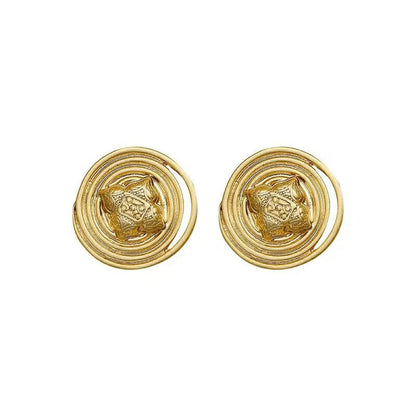 Crazy Chen Shuting Vintage Metal Button Circle Earrings