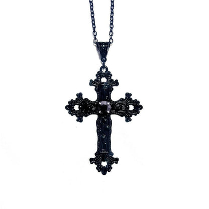 Black Cross Diamond Gothic Punk Aesthetic Necklaces