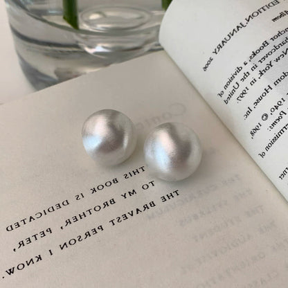 Women's Round Brushed Metal For Retro Personality And Earrings