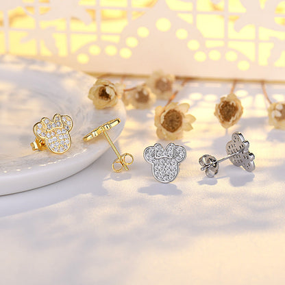 Sier Needle Cute Cartoon Mickey Female Mouse Earrings
