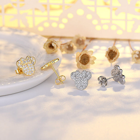 Sier Needle Cute Cartoon Mickey Female Mouse Earrings