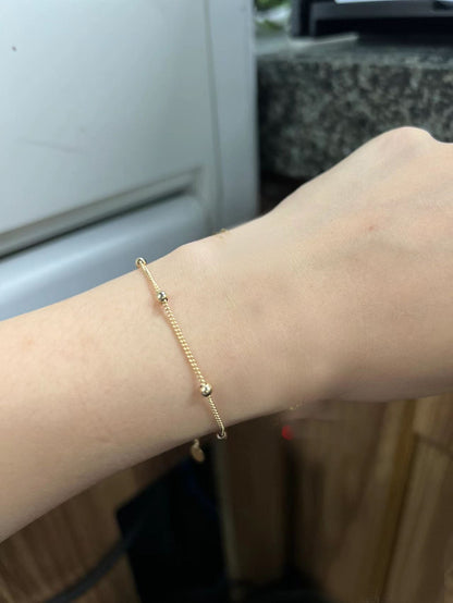 Women's Sterling Sier Small Beads Fine Curb Bracelets