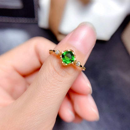 Women's Live Jewelry Base Imitation Natural Diopside Rings