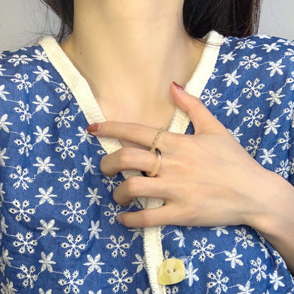 Women's Resin Leopard Print Fashionable Crystal String Rings