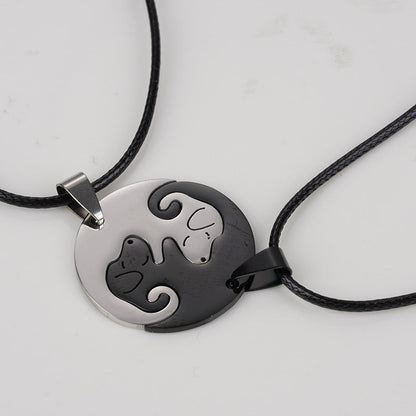 Women's & Men's Steel Dog Couple Sweater Chain Pendant Necklaces