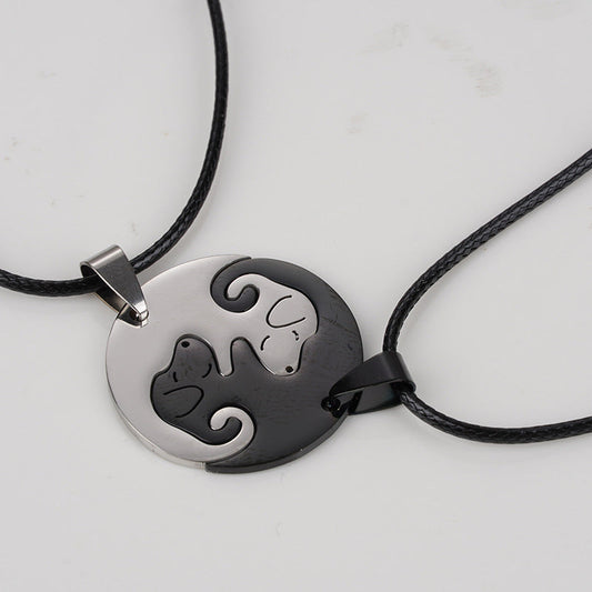 Women's & Men's Steel Dog Couple Sweater Chain Pendant Necklaces