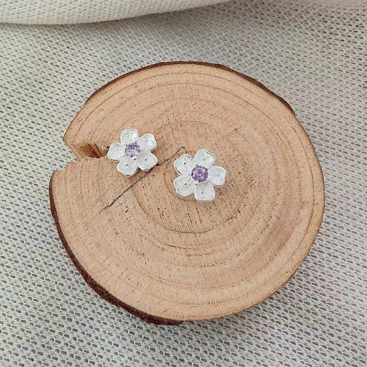 Cherry Blossoms Diamond Fresh Sweet Ear Simple Temperamental Cold Earrings