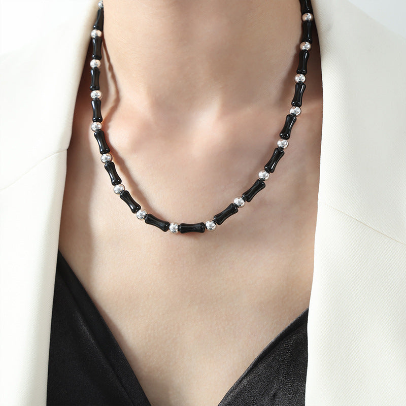 Women's Affordable Luxury High-grade Natural Stone Black Agate Handmade Necklaces