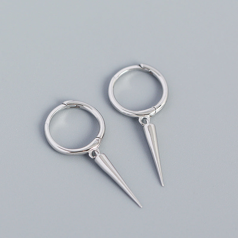 Sier Ear Clip Metallic Rivets Conical Earrings