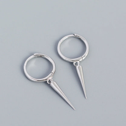 Sier Ear Clip Metallic Rivets Conical Earrings