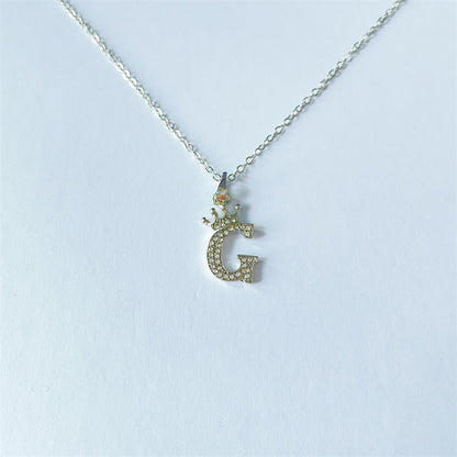 English Letters Full Diamond Pendant Simple Necklaces