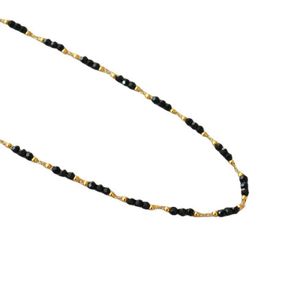 Black Pointed Crystal Interval Handmade Beaded Necklaces