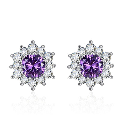 Women's Broadcast Zircon Sunflower High-grade Full Diamond Earrings