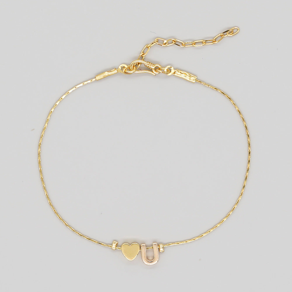 Women's Chain Gold Plated Peach Heart Heart-shaped Letter Bracelets