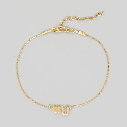 Women's Chain Gold Plated Peach Heart Heart-shaped Letter Bracelets