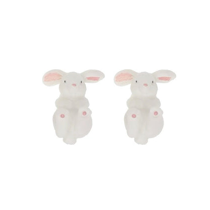 Cute Rabbit Three-dimensional Animal Flocking Soft And Earrings