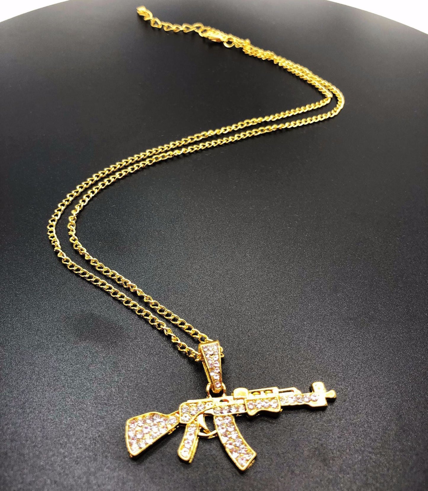 Hop Full Diamond Machine Gun Personalized Necklaces