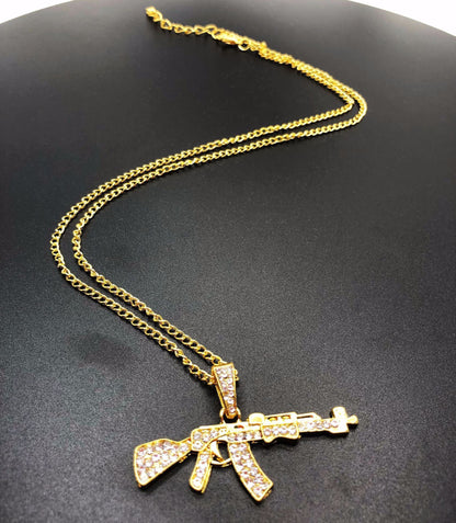 Hop Full Diamond Machine Gun Personalized Necklaces