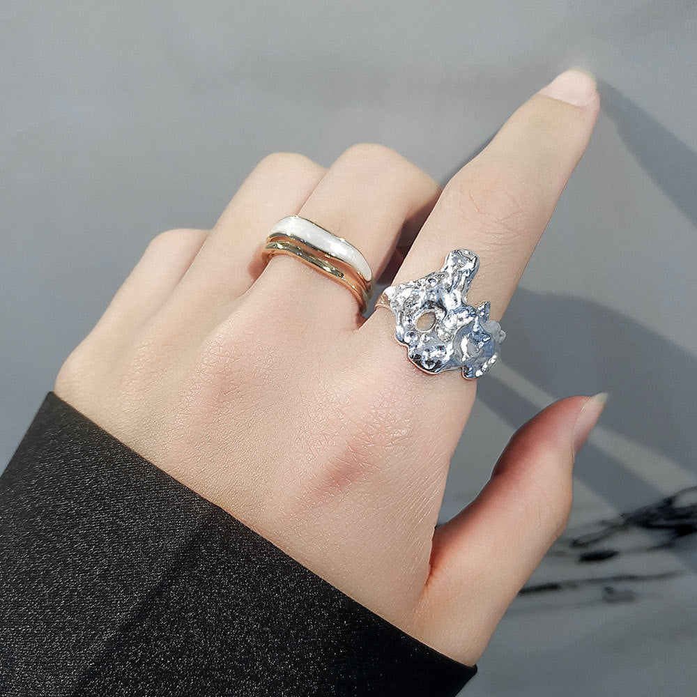 Women's & Men's Irregular Liquid Cold Wind High-grade Dark Rings