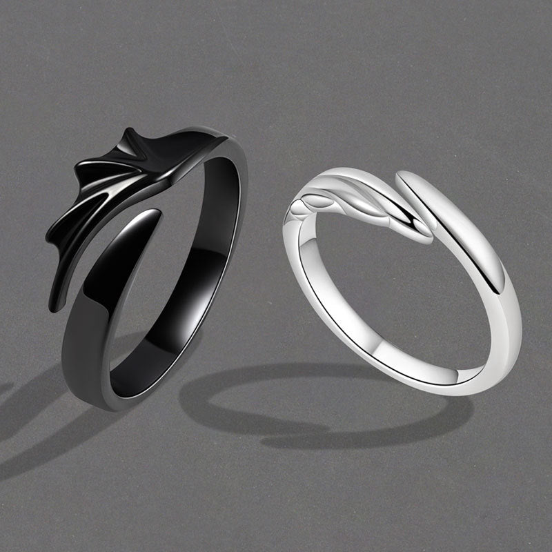 Angel Devil Couple Simple Personalized Niche Design Halloween Rings
