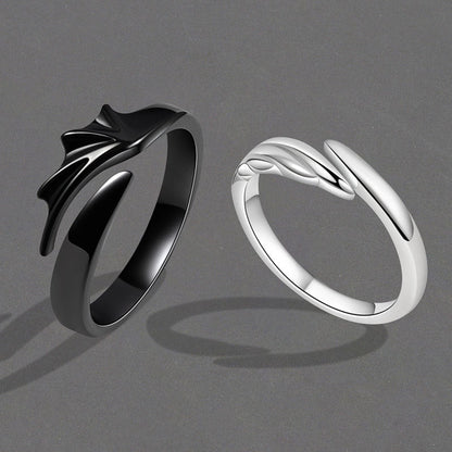 Angel Devil Couple Simple Personalized Niche Design Halloween Rings