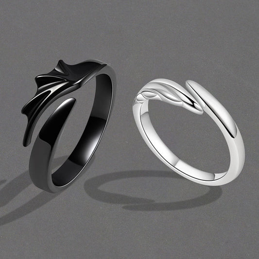 Angel Devil Couple Simple Personalized Niche Design Halloween Rings