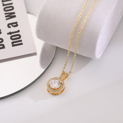 Women's Fashion Zircon Ornament Gold Plated Titanium Steel Clavicle Necklaces