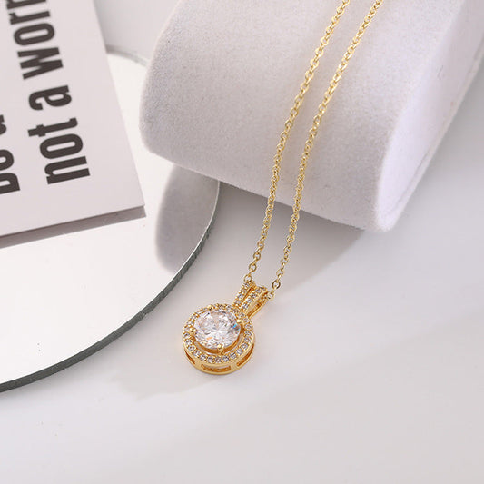 Women's Fashion Zircon Ornament Gold Plated Titanium Steel Clavicle Necklaces