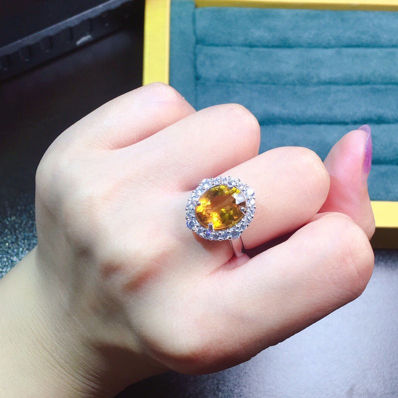Women's Live Simulation Citrine Full Diamond Temperament Rings