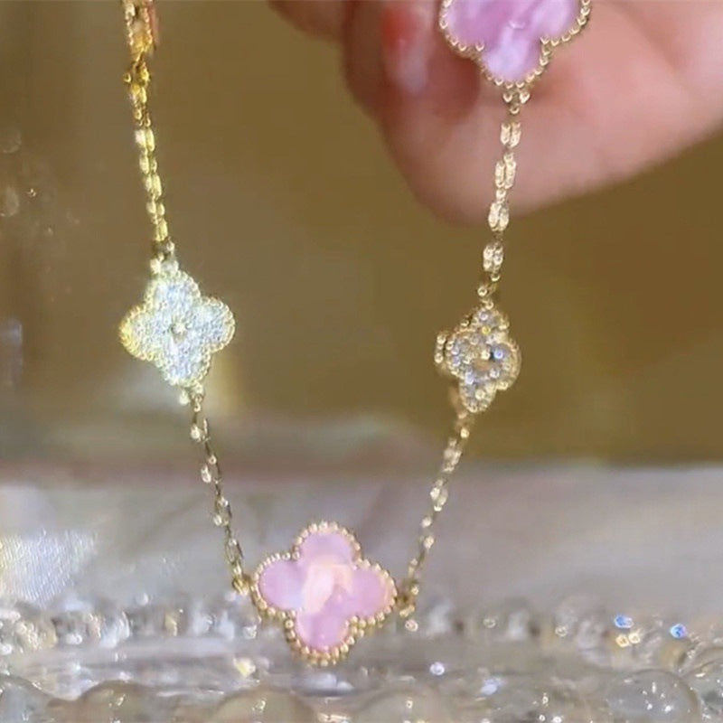 Design High-grade Pink Clover Female Graceful Bracelets