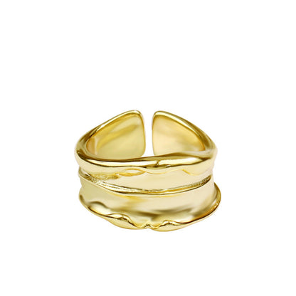 Pattern Female Simple Style Concave Disco Rings