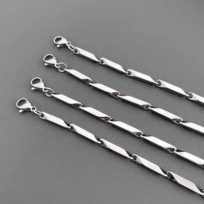 Women's & Men's & Titanium Steel Colorful Hardened Bamboo Leaf Chain Fashion Cuban Necklaces