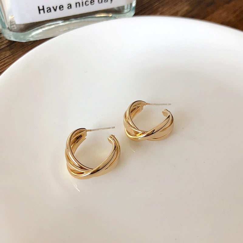 Gold Word Ear Simple Graceful Matte Rings