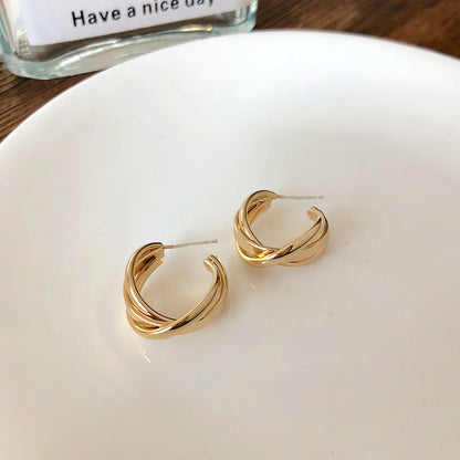 Gold Word Ear Simple Graceful Matte Rings