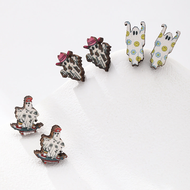 Halloween Pumpkin Funny Personality Creative Ghost Face Earrings