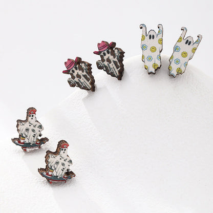 Halloween Pumpkin Funny Personality Creative Ghost Face Earrings