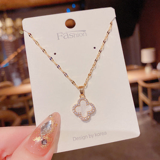 Flower Titanium Steel Female Niche Design Necklaces