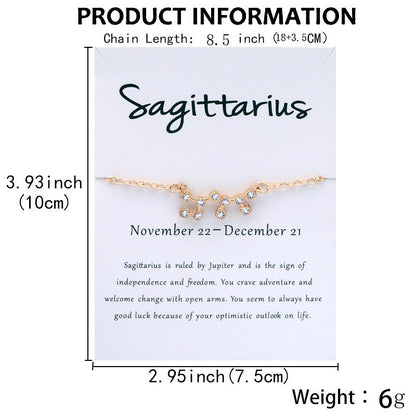 Diamond Twee Constellations Rhinestone Constellation Card Bracelets