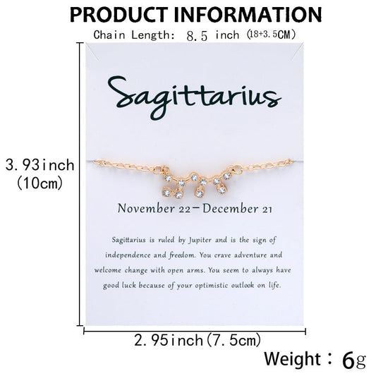 Diamond Twee Constellations Rhinestone Constellation Card Bracelets