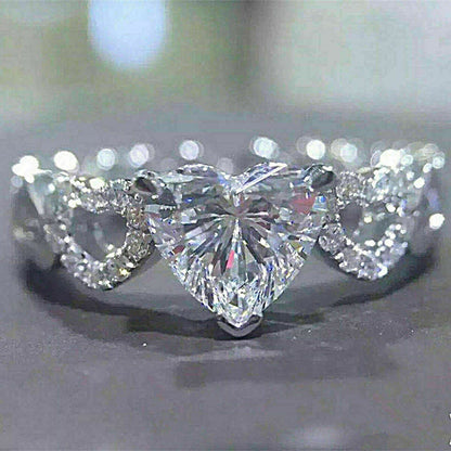 Style Fresh Simple Fashion Heart-to-heart Zircon Female Rings