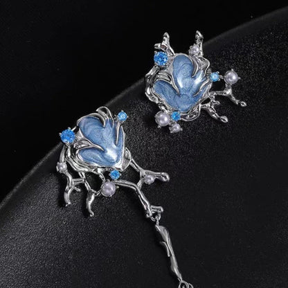 Women's Asymmetric Blue Iris Design Sense High-grade Earrings