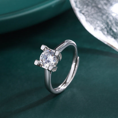 Women's Live Broadcast Moissanite Letters Carat Sterling Rings