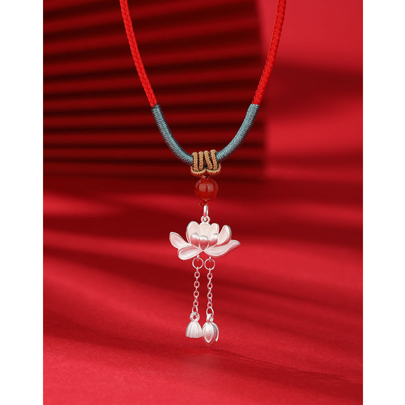 Women's Sier Lotus For Light Luxury Minority Ancient Style Necklaces