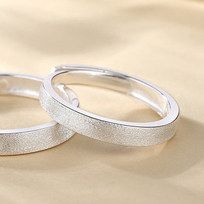 Sier Frosted Couple Niche Simple Korean Rings